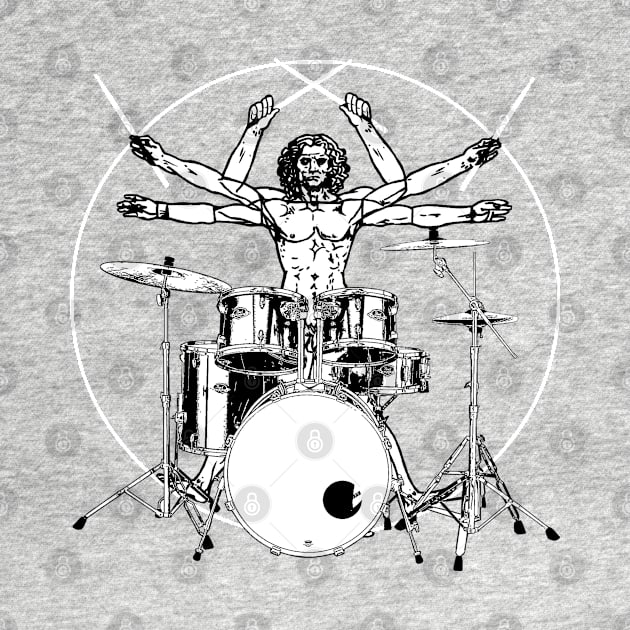 Drumming Gift Print Drum Da Vinci Vitruvian Man Drummer by Linco